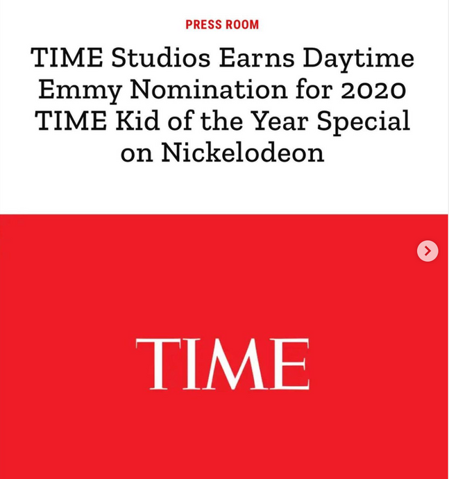 TIME earns Emmy Nomination for Kid of the Year 2020!